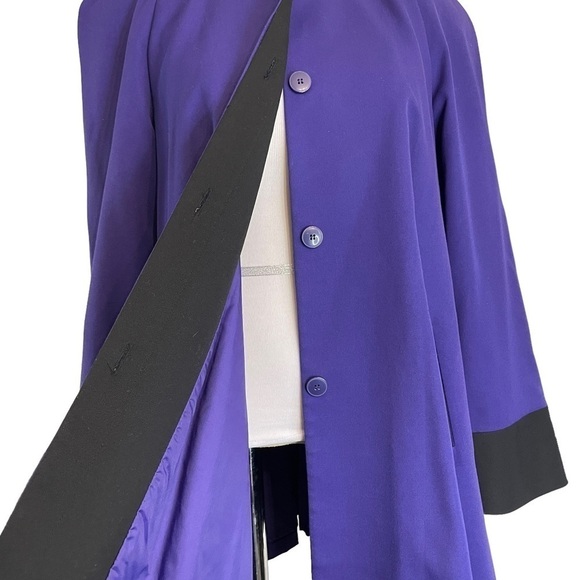J Gallery Vintage VTG 80s Purple Black Swing Coat Blazer Jacket Cape Dress 11 12 - Picture 5 of 7